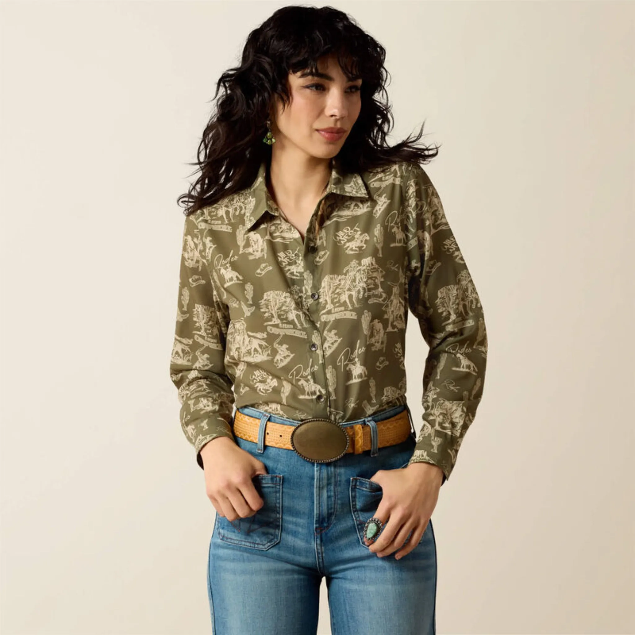 Ariat Women's Moss Green Homestyle Long Sleeve sold by Western Edge
