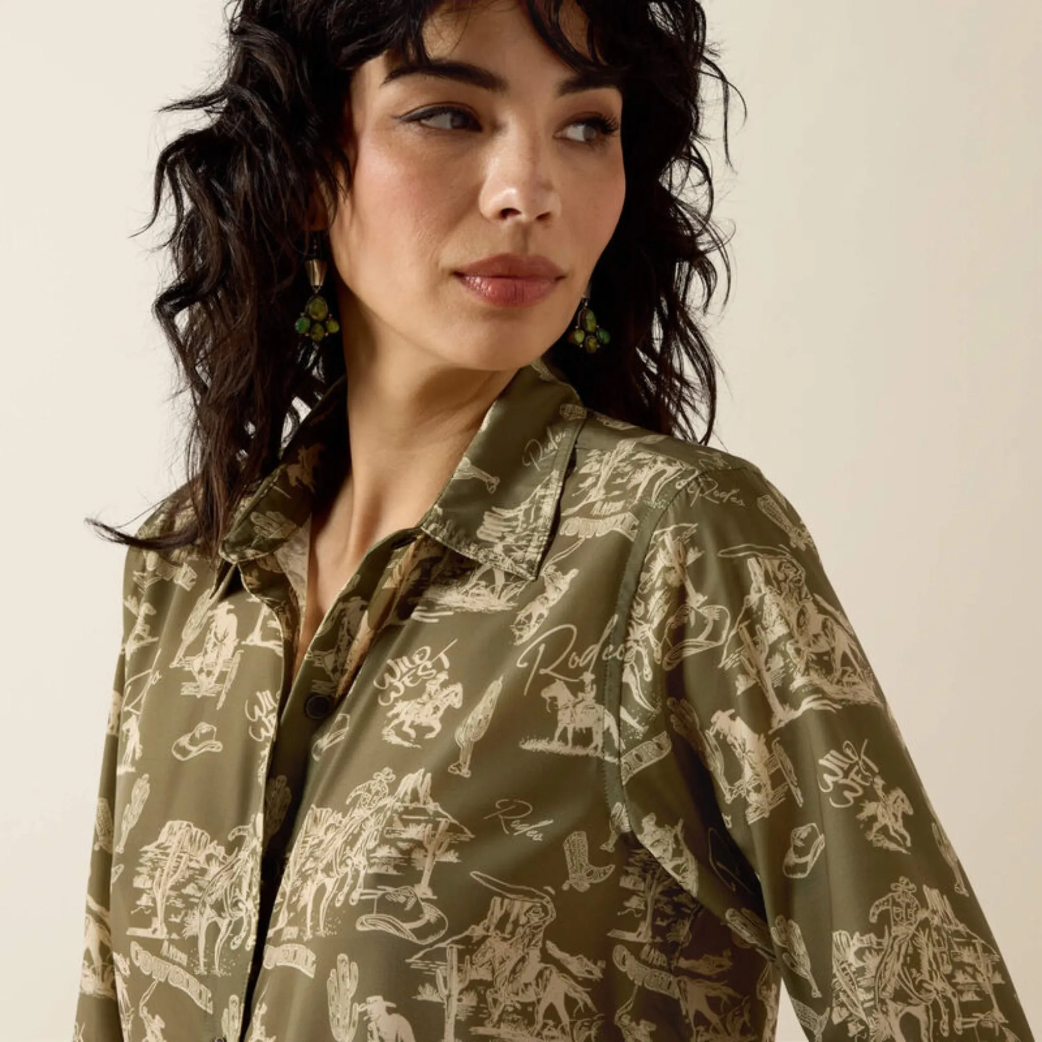 Ariat Women's Moss Green Homestyle Long Sleeve sold by Western Edge product image thumbnail 3