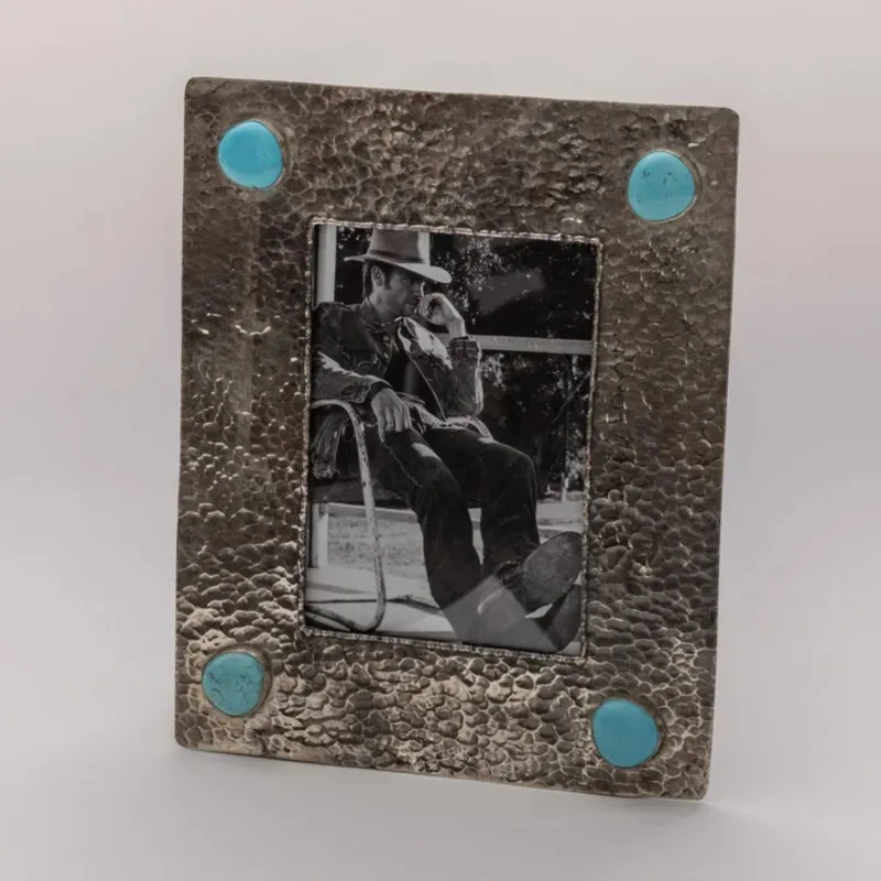 Silver Frame with 4 Turquoise Stones made by Western Edge