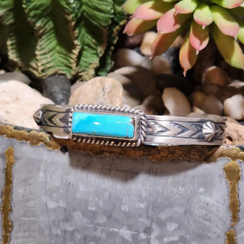 " Helen " Kingman Turquoise Bar Bracelet made by Western Edge