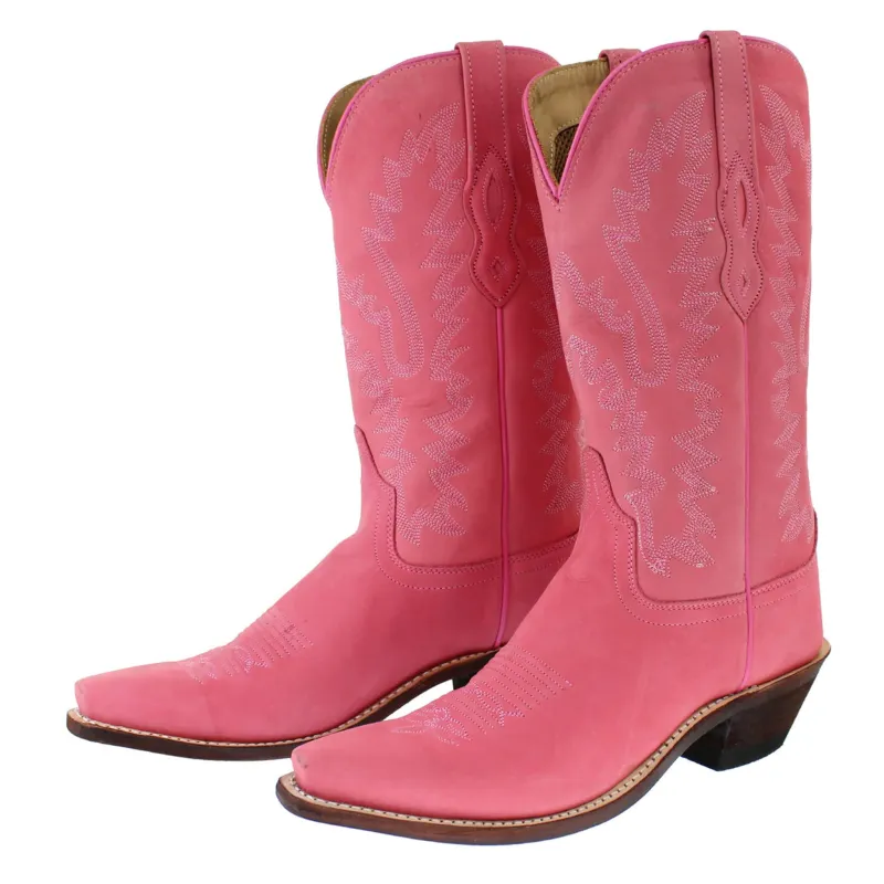 Old West Women's Solid Pink Western Boots made by Western Edge