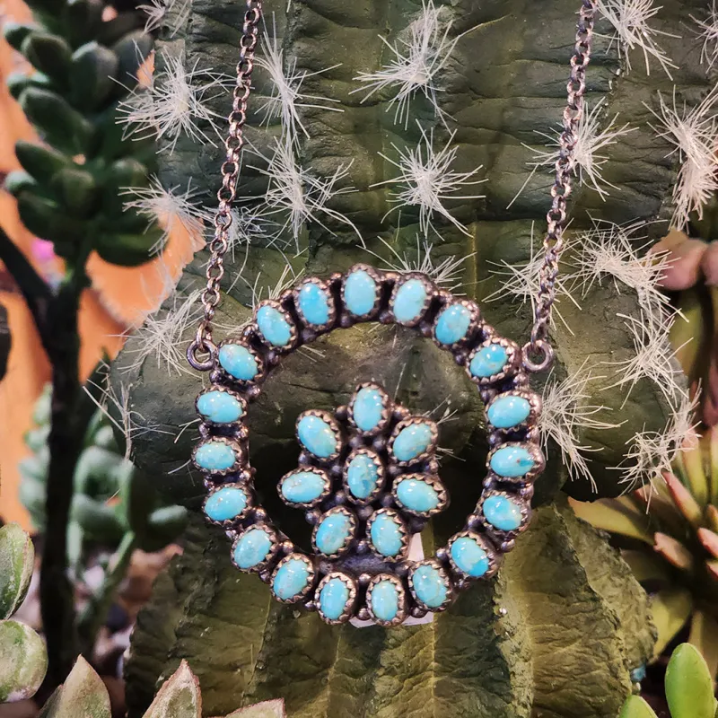 " Copen " Turquoise Circle Necklace made by Western Edge