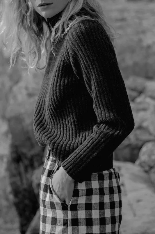 Alma Funnel Neck Sweater Charcoal sold by ELWIN