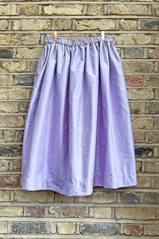 Tina Gathered Midi Skirt Silk Lilac sold by ELWIN