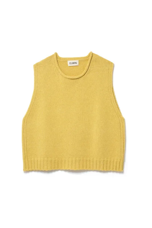 Raye Cotton Merino Knitted Vest Yellow Ochre sold by ELWIN