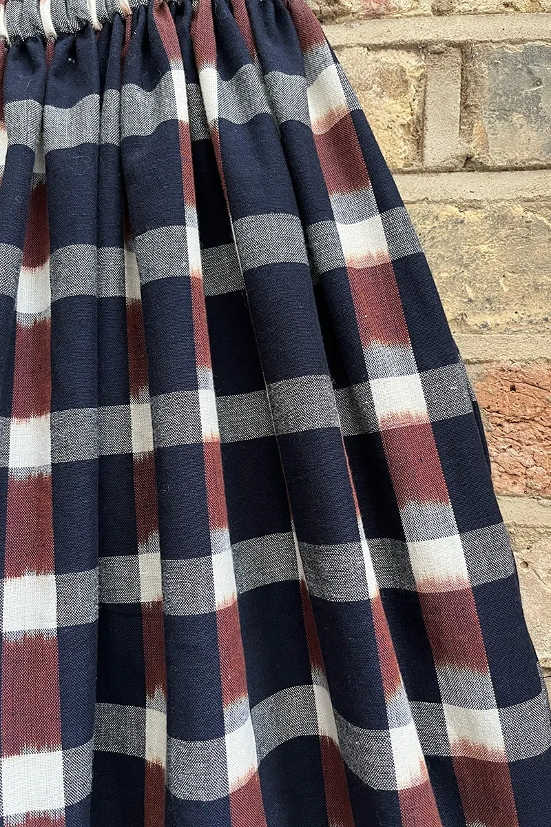 Tina Gathered Midi Skirt Ikat Check Cotton sold by ELWIN product image thumbnail 2