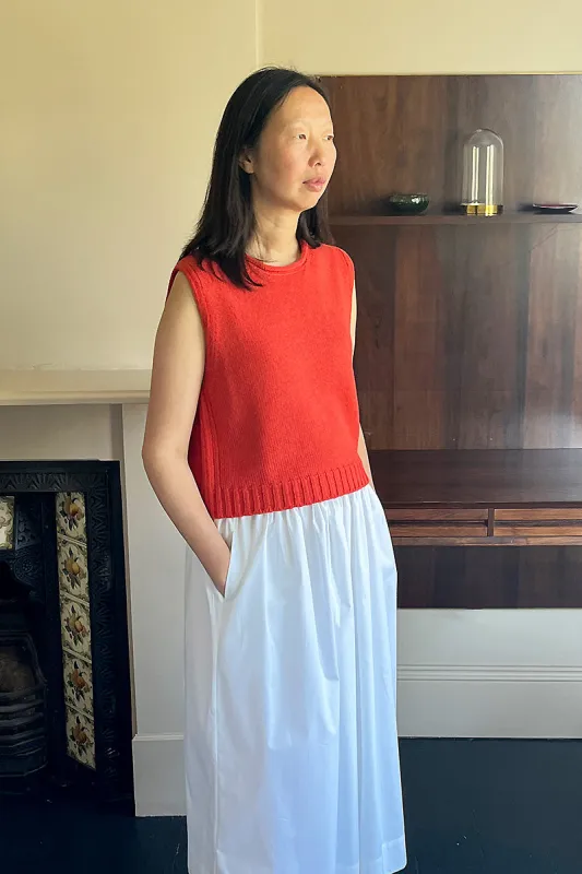 Tina Gathered Midi Skirt White sold by ELWIN