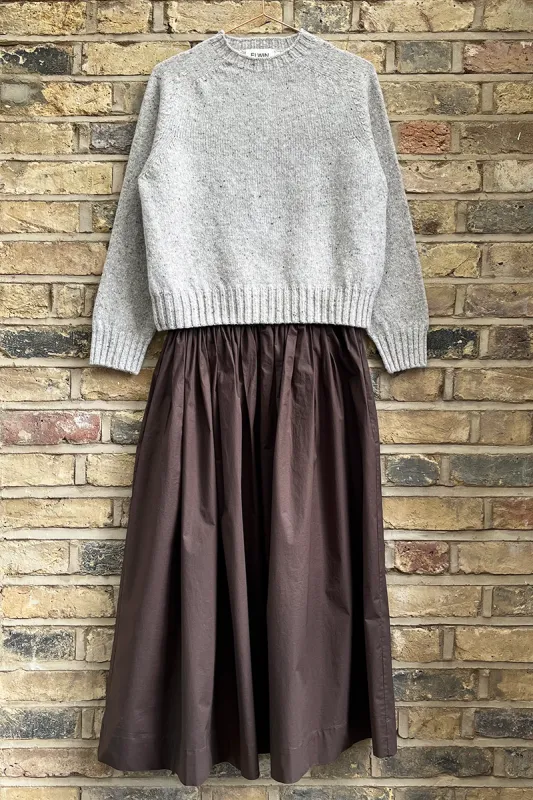 Tina Gathered Midi Skirt Brown sold by ELWIN