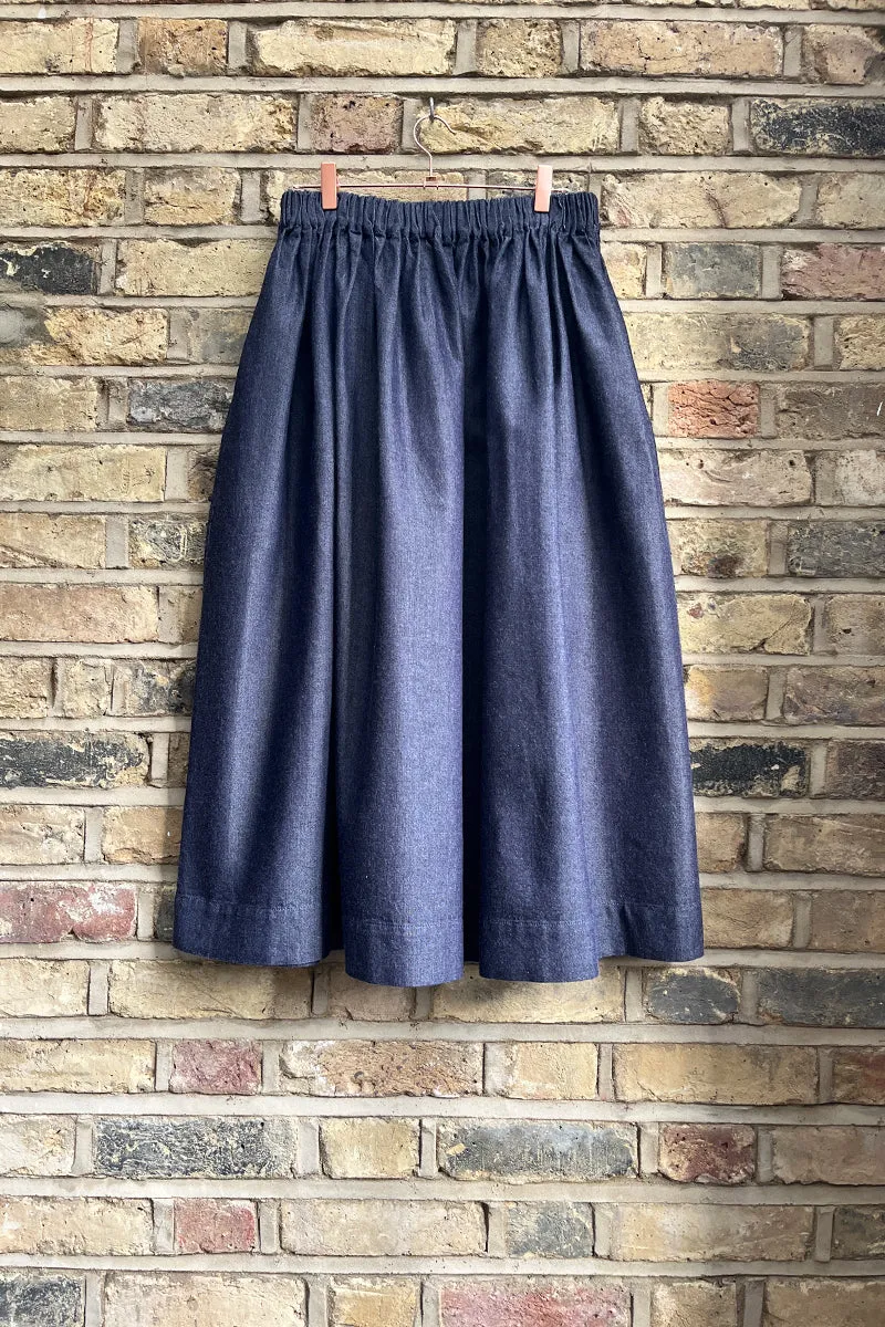 Tina Midi Skirt Organic Indigo Denim sold by ELWIN
