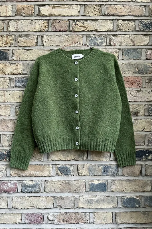 Ada Lambswool Cardigan Moss Green sold by ELWIN