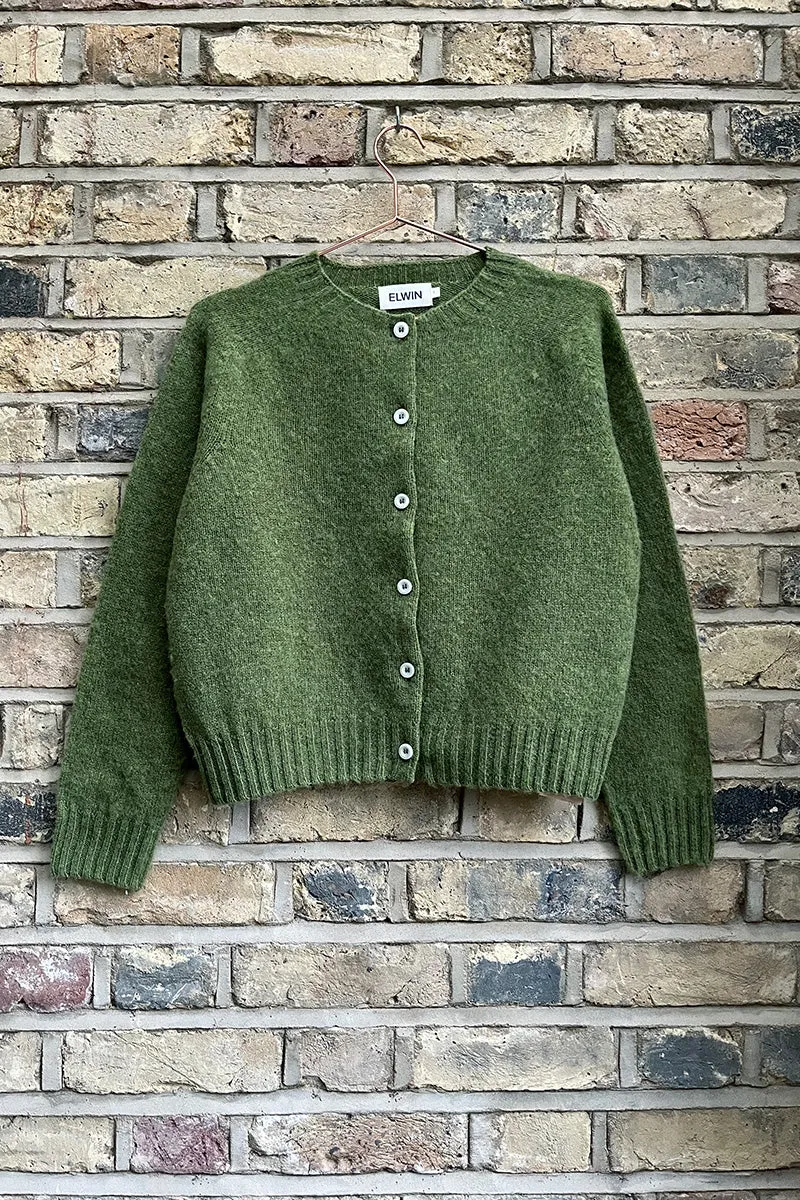 Ada Lambswool Cardigan Moss Green sold by ELWIN