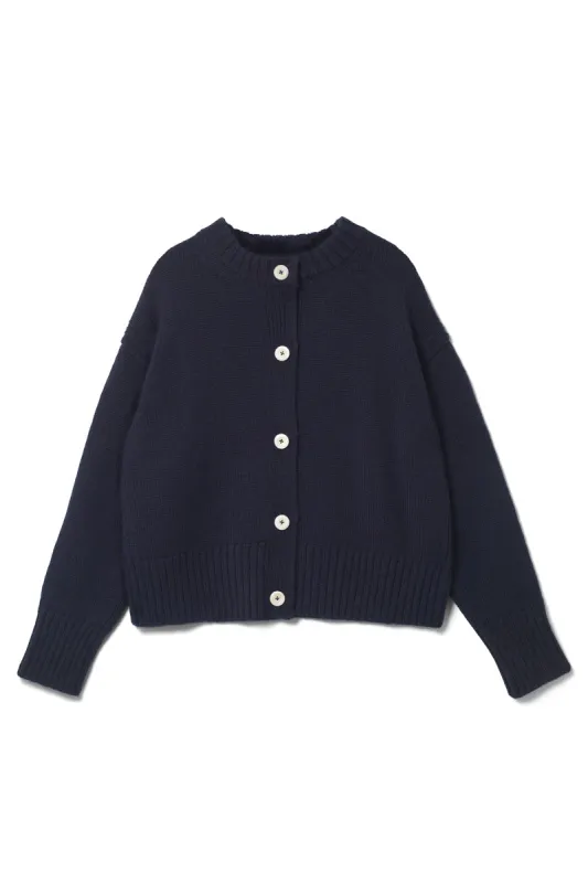 Raye British Wool Cardigan Navy sold by ELWIN
