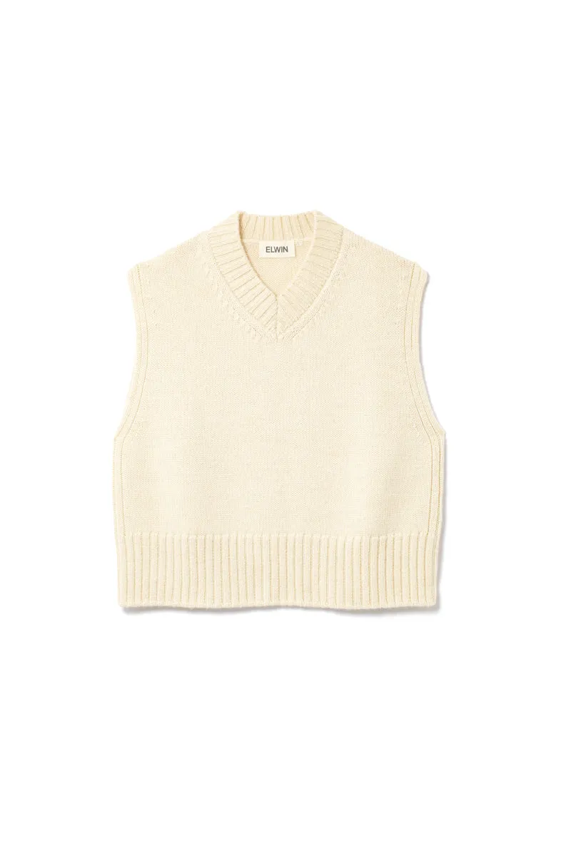 Raye British Wool V Neck Vest Ecru sold by ELWIN product image thumbnail 5