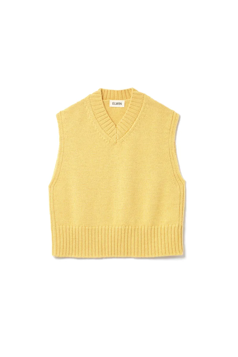 Raye British Wool V Neck Vest Butter Yellow sold by ELWIN product image thumbnail 2