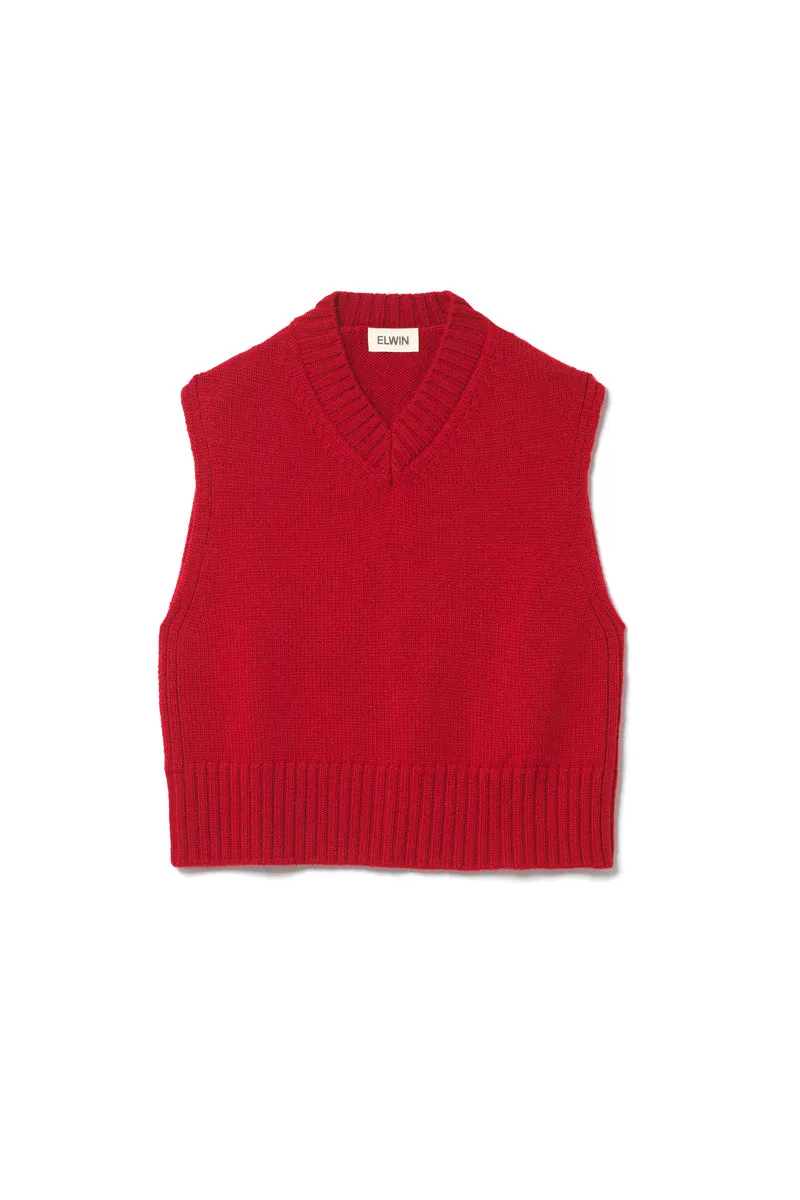 Raye British Wool V Neck Vest Red sold by ELWIN product image thumbnail 2
