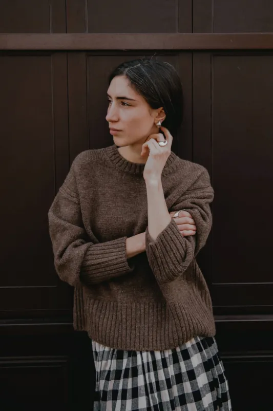 Raye British Wool Sweater Peat made by ELWIN