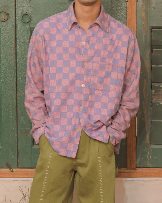 KANTHA CHECK BOX SHIRT made by Kartik Research
