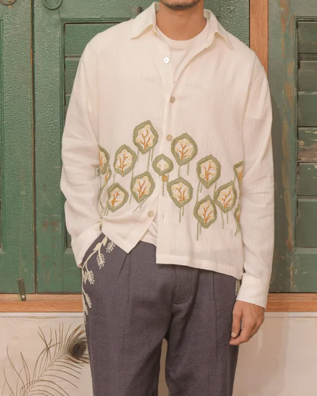 HAND EMBROIDERED LOTUS SHIRT sold by Kartik Research