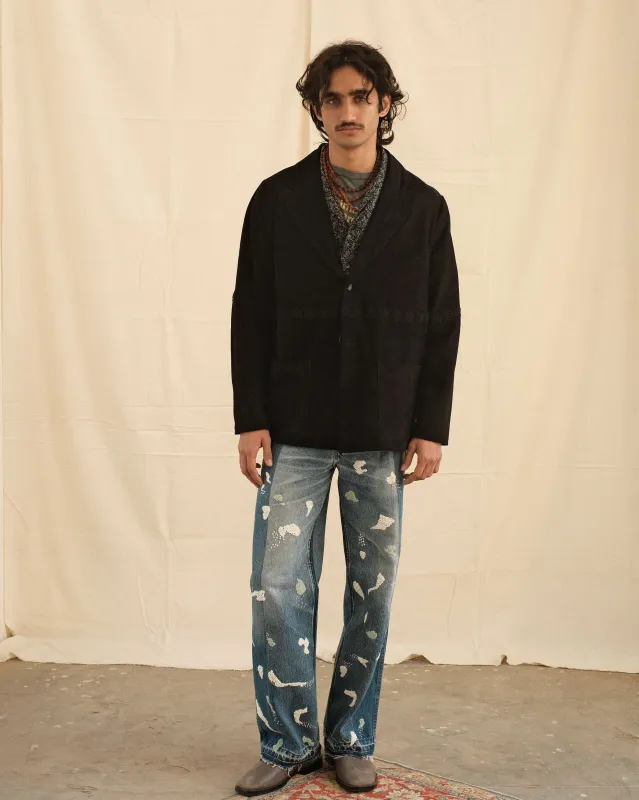 EMBROIDERED SUEDE BLAZER made by Kartik Research