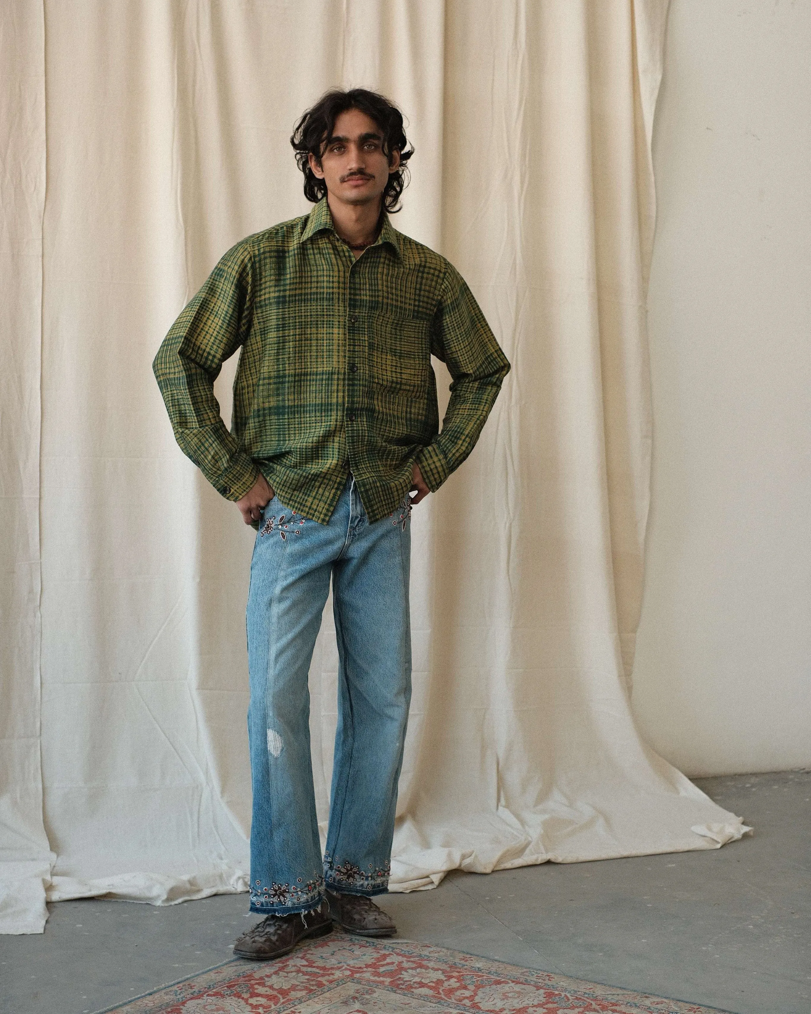 BLOCK PRINT CHECK SHIRT sold by Kartik Research product image thumbnail 2
