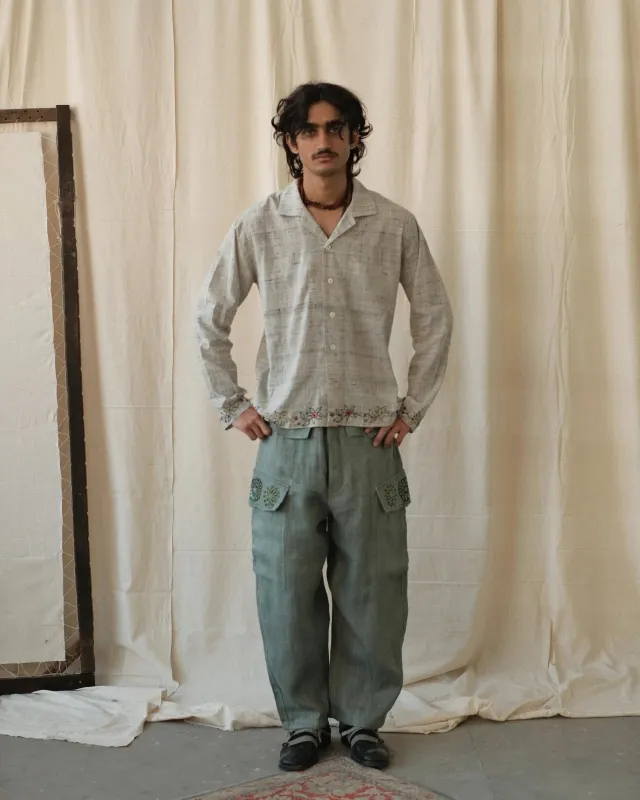 BEADED KHADI SHIRT made by Kartik Research