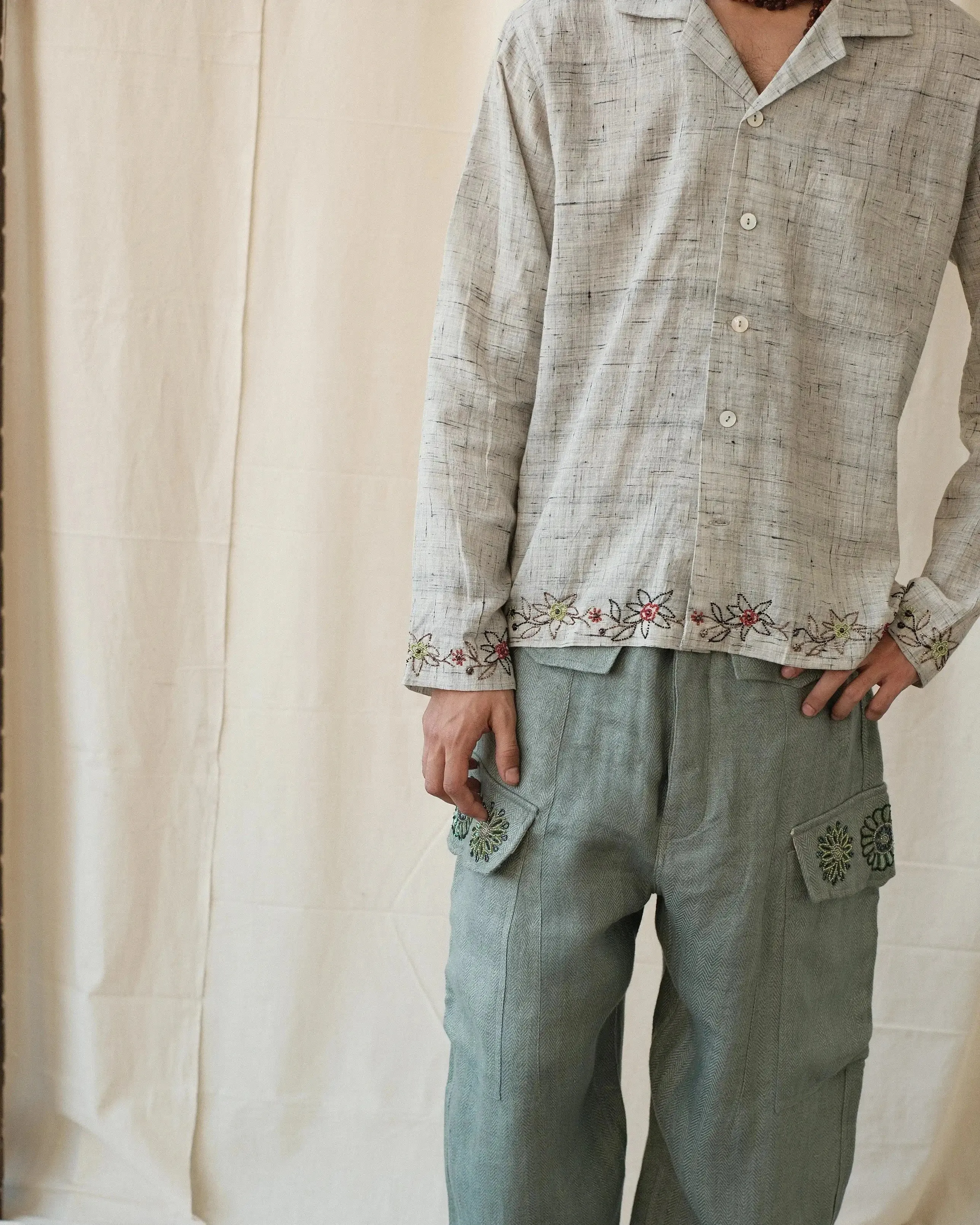 BEADED KHADI SHIRT sold by Kartik Research product image thumbnail 2