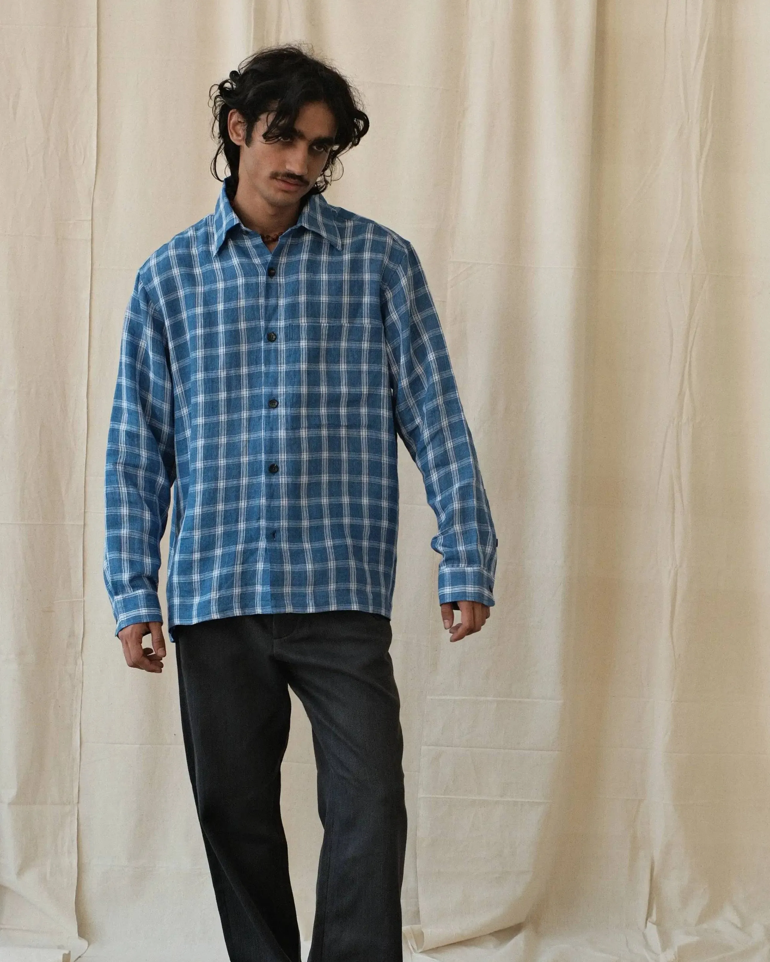 LINEN CHECK SHIRT sold by Kartik Research product image thumbnail 2
