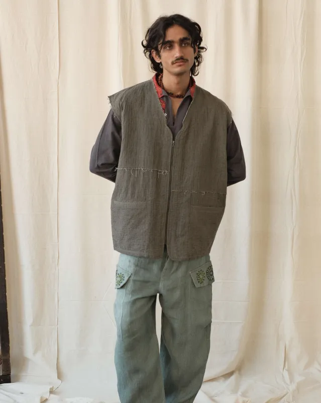 ZIP KANTHA VEST made by Kartik Research