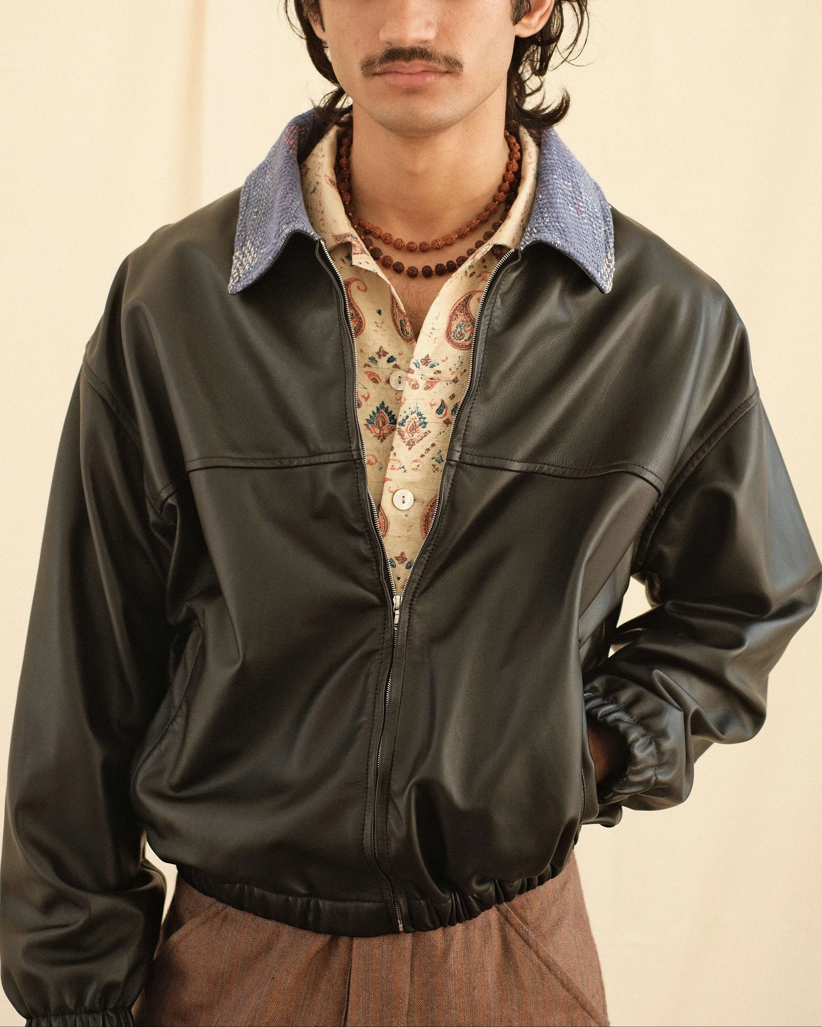 KANTHA LEATHER BOMBER sold by Kartik Research product image thumbnail 2