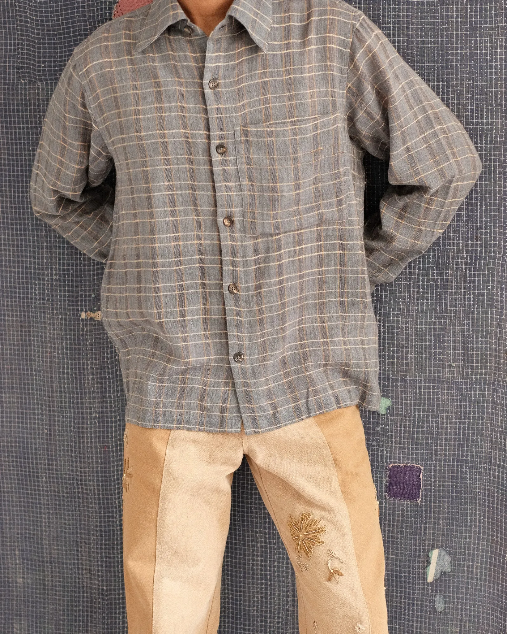 INDIGO ZARI CHECK SHIRT sold by Kartik Research