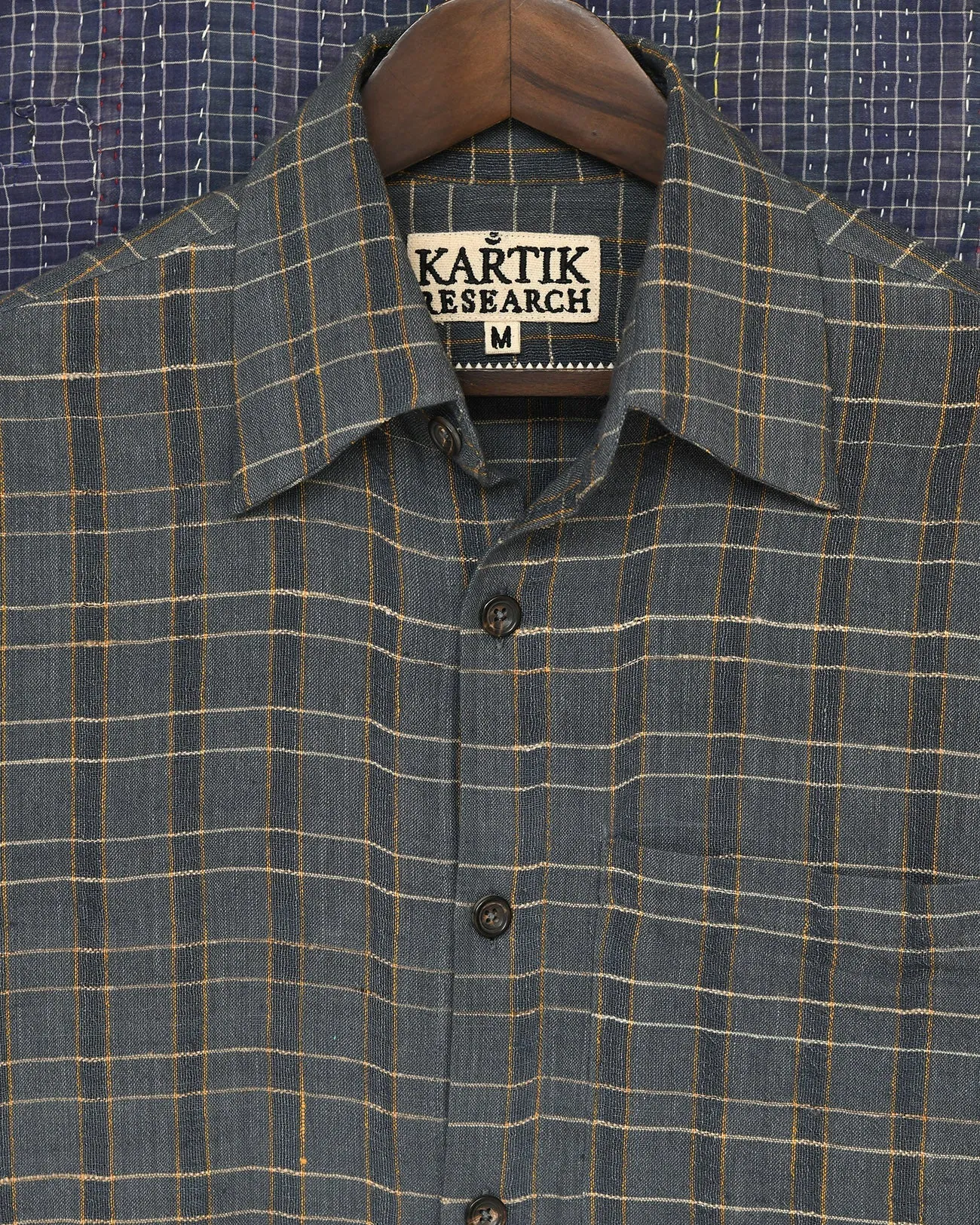 INDIGO ZARI CHECK SHIRT sold by Kartik Research product image thumbnail 5