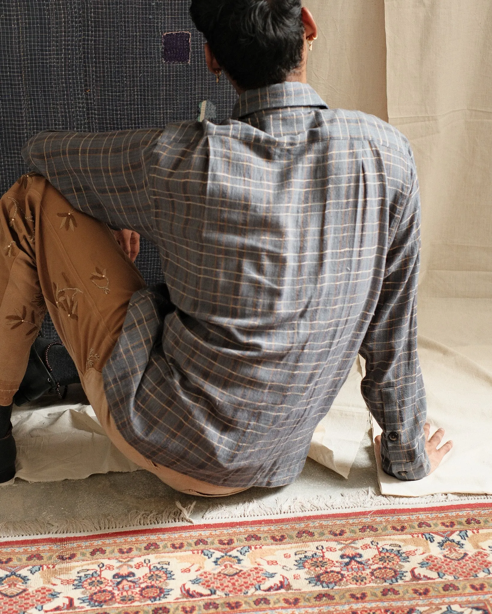 INDIGO ZARI CHECK SHIRT sold by Kartik Research product image thumbnail 2