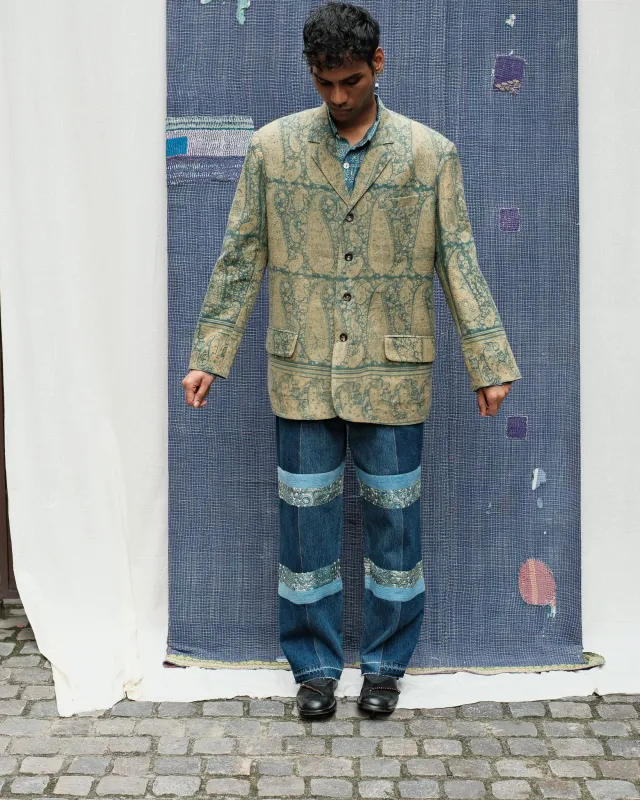 PAISLEY BLOCKPRINT BLAZER made by Kartik Research