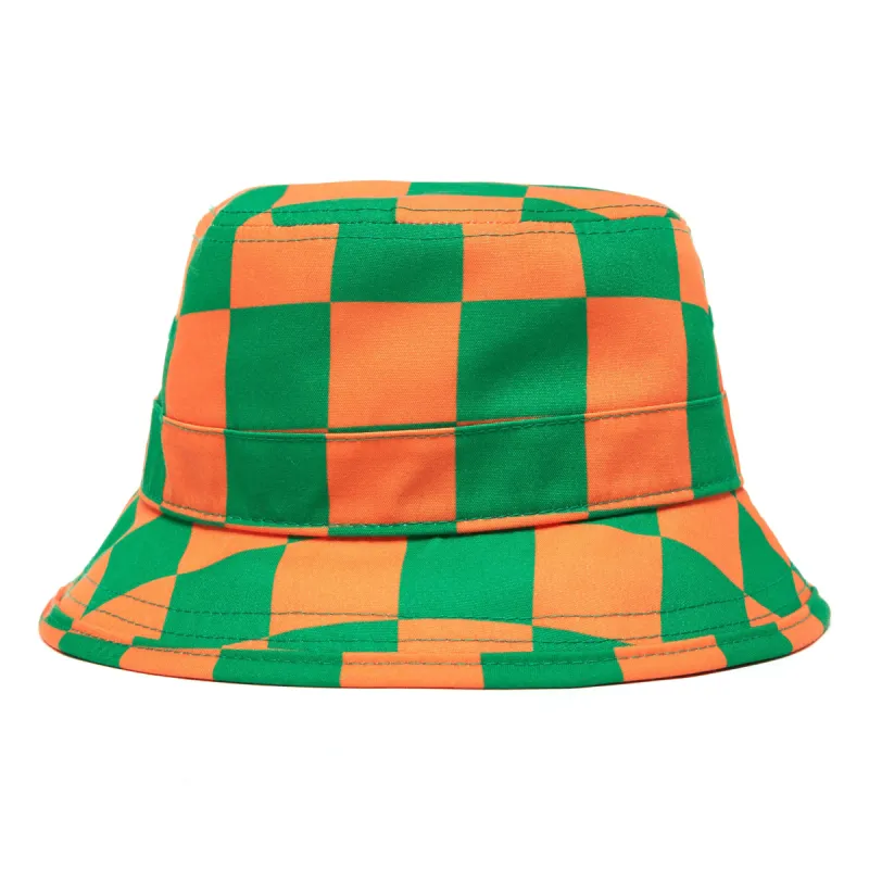 CHECKERBOARD WORDMARK BUCKET HAT - ORANGE/GREEN sold by Anwar Carrots