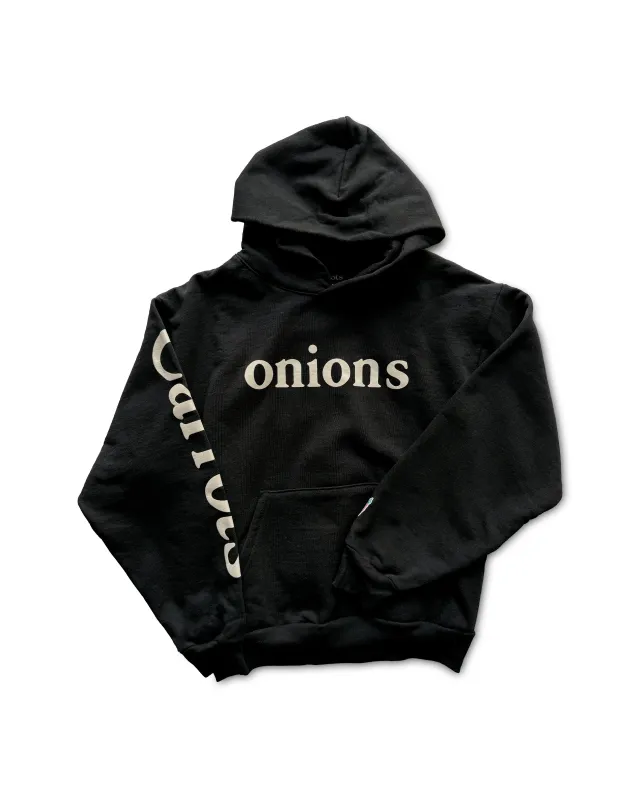 Onions Wordmark Hoodie - Black made by Anwar Carrots