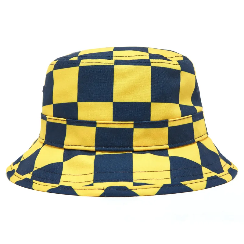CHECKERBOARD WORDMARK BUCKET HAT - NAVY/GOLD sold by Anwar Carrots