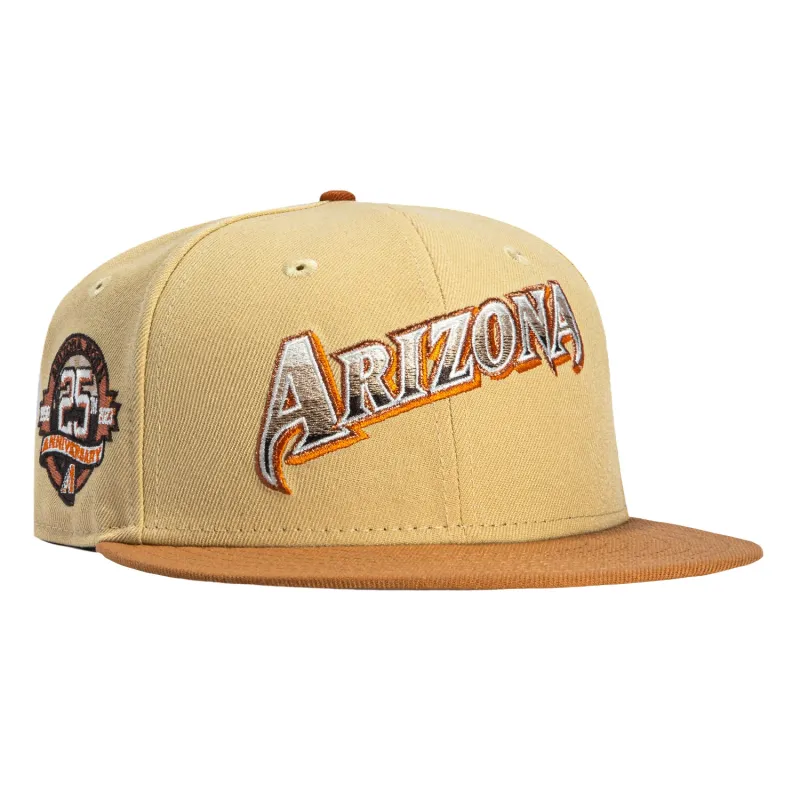 New Era 59Fifty Sepia Arizona Diamondbacks 25th Anniversary Patch Script Hat - Tan, Khaki sold by Hat Club