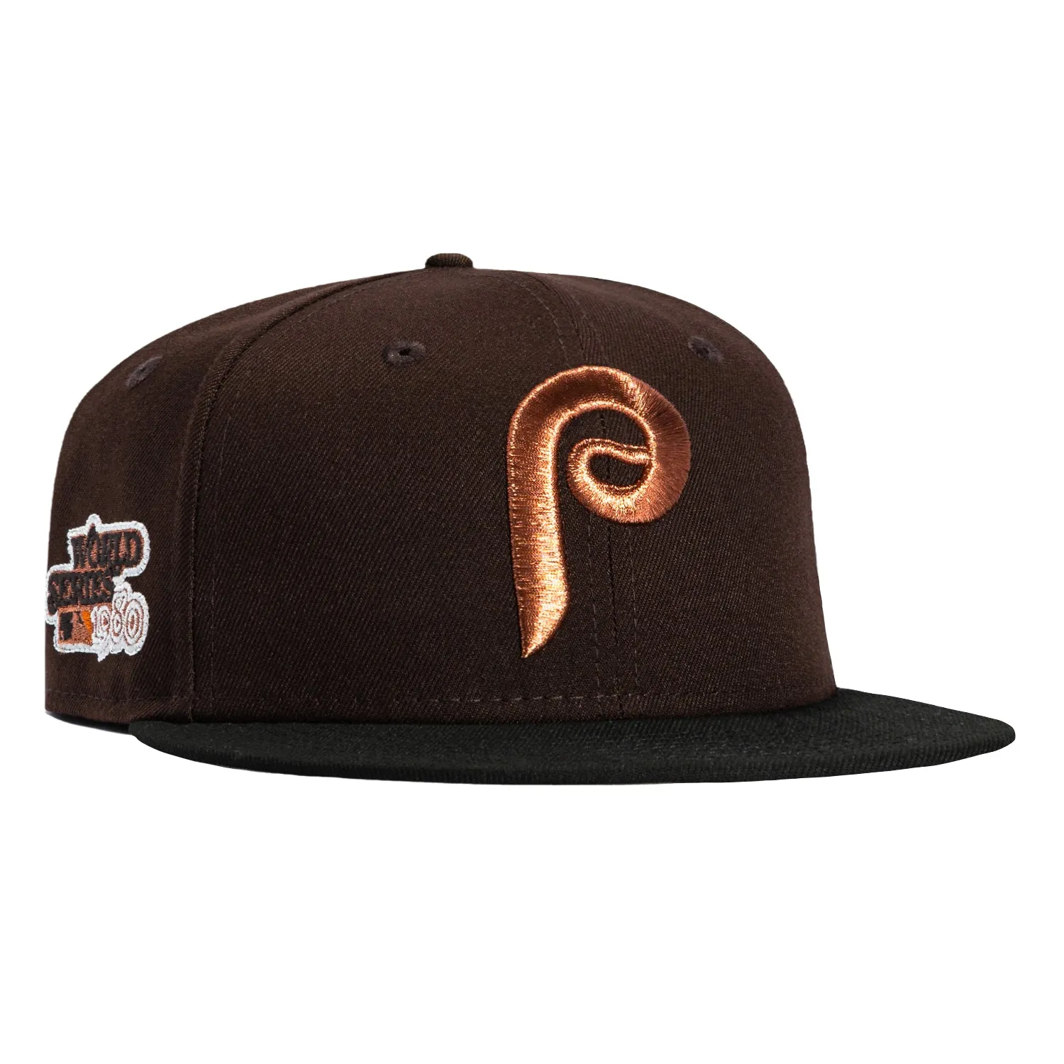 New Era 59Fifty Sepia Philadelphia Phillies 1980 World Series Patch Hat - Brown, Black sold by Hat Club