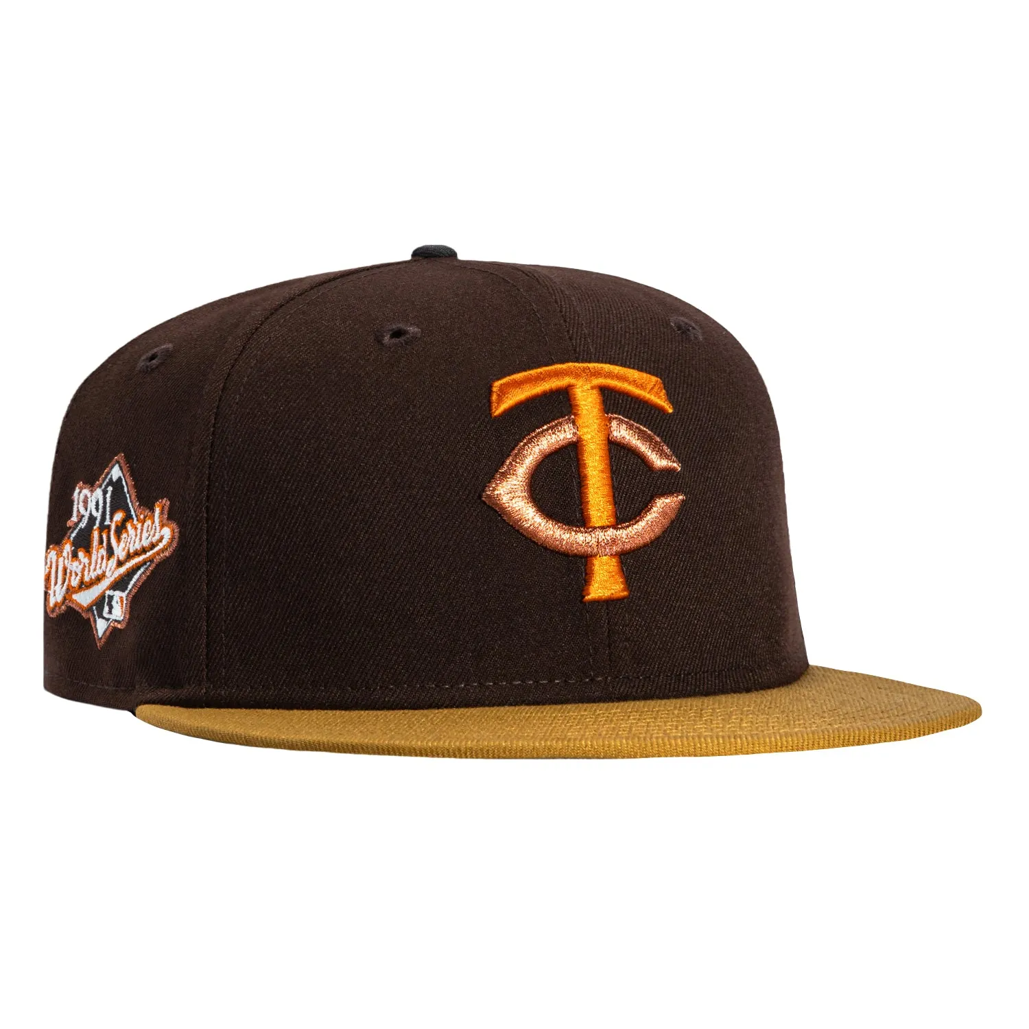 New Era 59Fifty Sepia Minnesota Twins 1991 World Series Patch Hat - Brown, Khaki sold by Hat Club