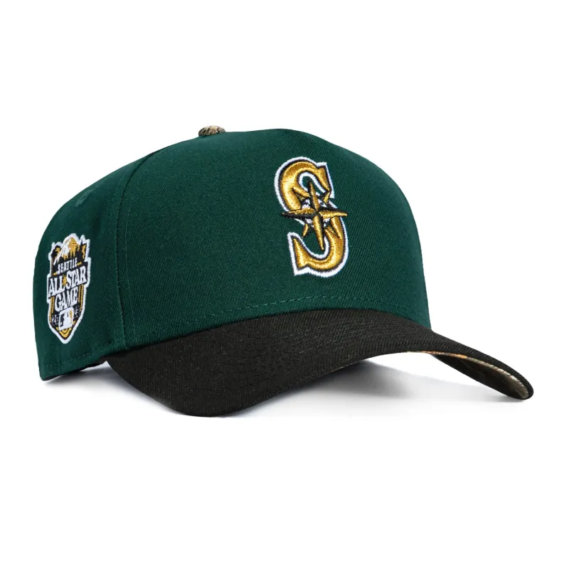 New Era 9Forty A-Frame Seattle Mariners 2023 All Star Game Patch Realtree UV Snapback Hat - Green, Black made by New Era