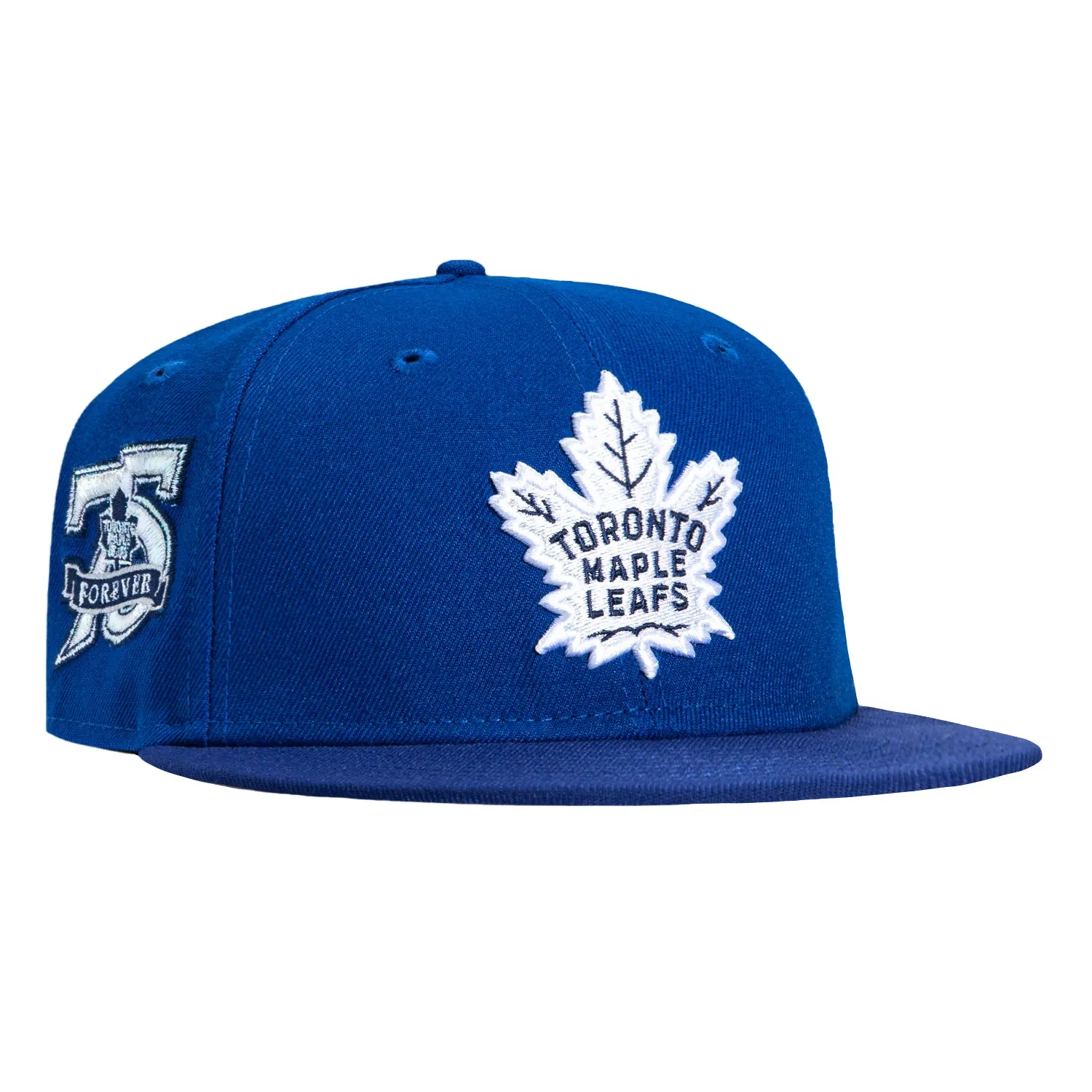 New Era 59Fifty Blue Ice Toronto Maple Leafs 75th Anniversary Patch Hat - Royal, Royal sold by Hat Club