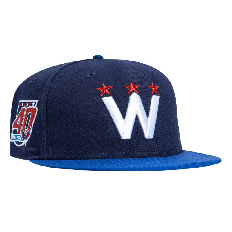New Era 59Fifty Blue Ice Washington Capitals 40th Anniversary Patch Alternate Hat - Navy, Royal sold by Hat Club