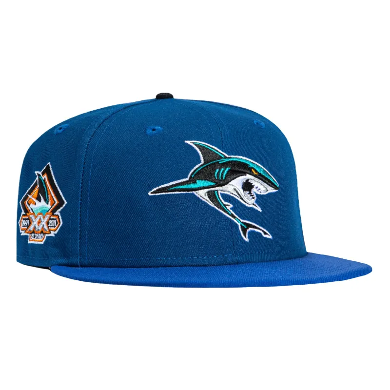 New Era 59Fifty Blue Ice San Jose Sharks 20th Anniversary Patch Alternate Hat - Royal, Royal sold by Hat Club