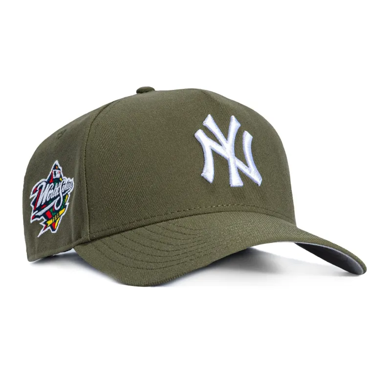 New Era 9Forty A-Frame New York Yankees 1999 World Series Patch Snapback Hat - Olive, White sold by Hat Club