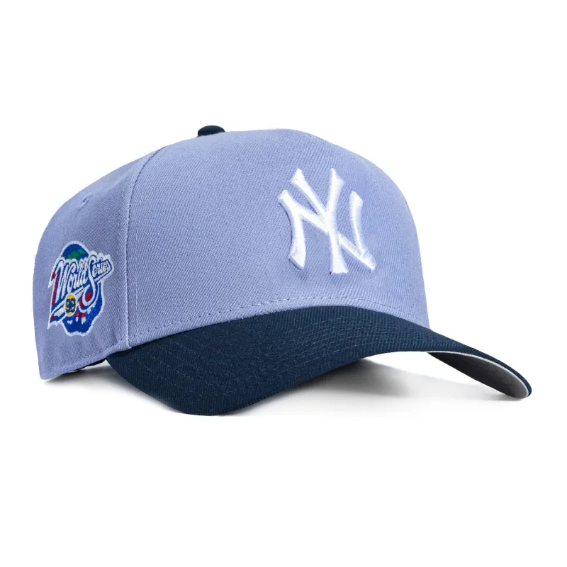 New Era 9Forty A-Frame New York Yankees 1998 World Series Patch Snapback Hat - Lavender, Navy made by New Era