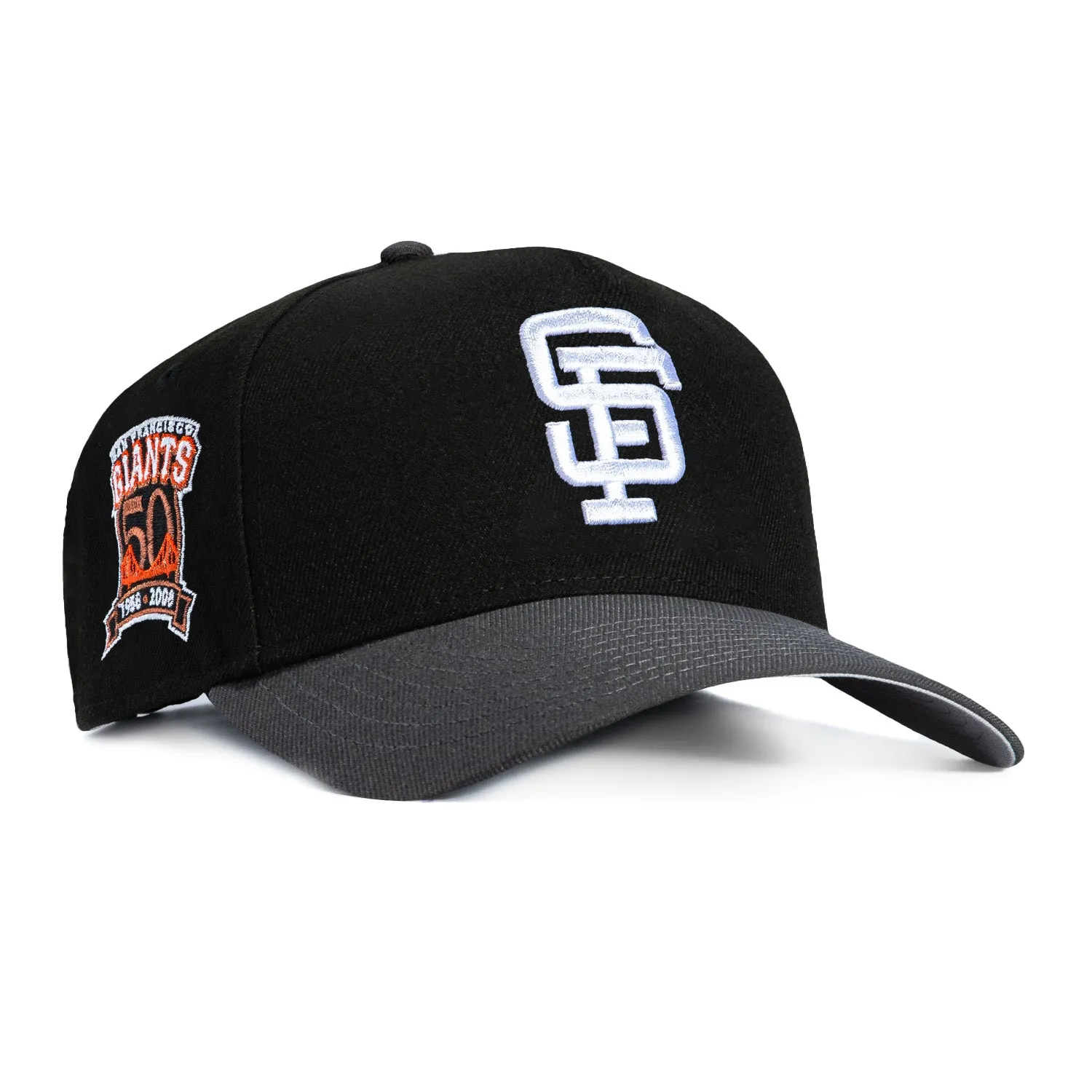 New Era 9Forty A-Frame San Francisco Giants 50th Anniversary Patch Snapback Hat - Black, Graphite sold by Hat Club