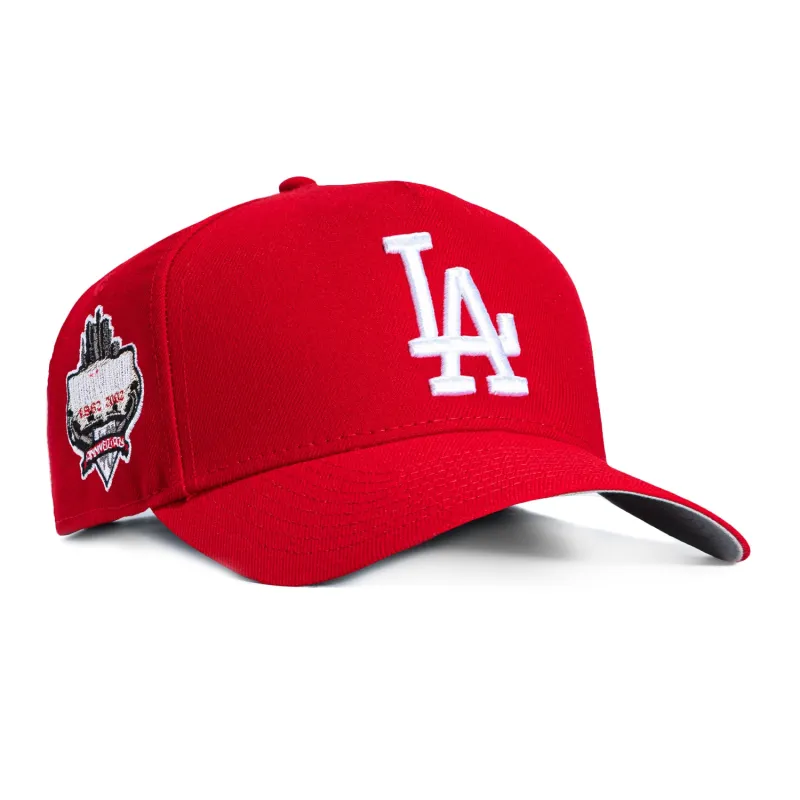 New Era 9Forty A-Frame Los Angeles Dodgers 40th Anniversary Stadium Patch Snapback Hat - Red, White sold by Hat Club