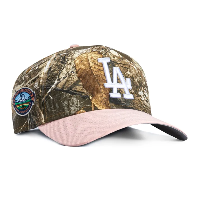 New Era 9Forty A-Frame Los Angeles Dodgers 50th Anniversary Stadium Patch Snapback Hat - Realtree, Pink made by New Era