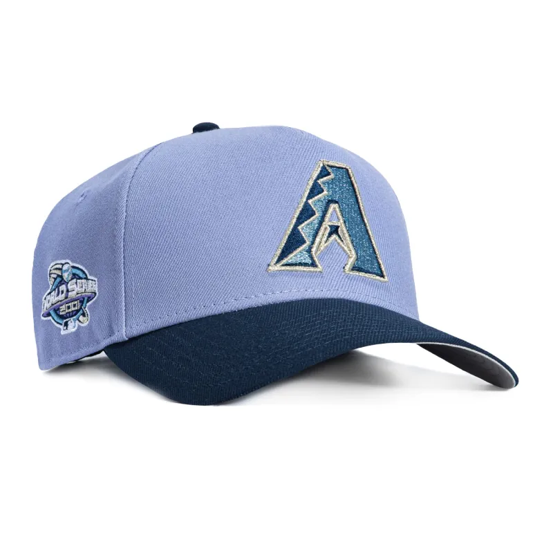 New Era 9Forty A-Frame Arizona Diamondbacks 2001 World Series Patch A Snapback Hat - Lavender, Navy made by New Era