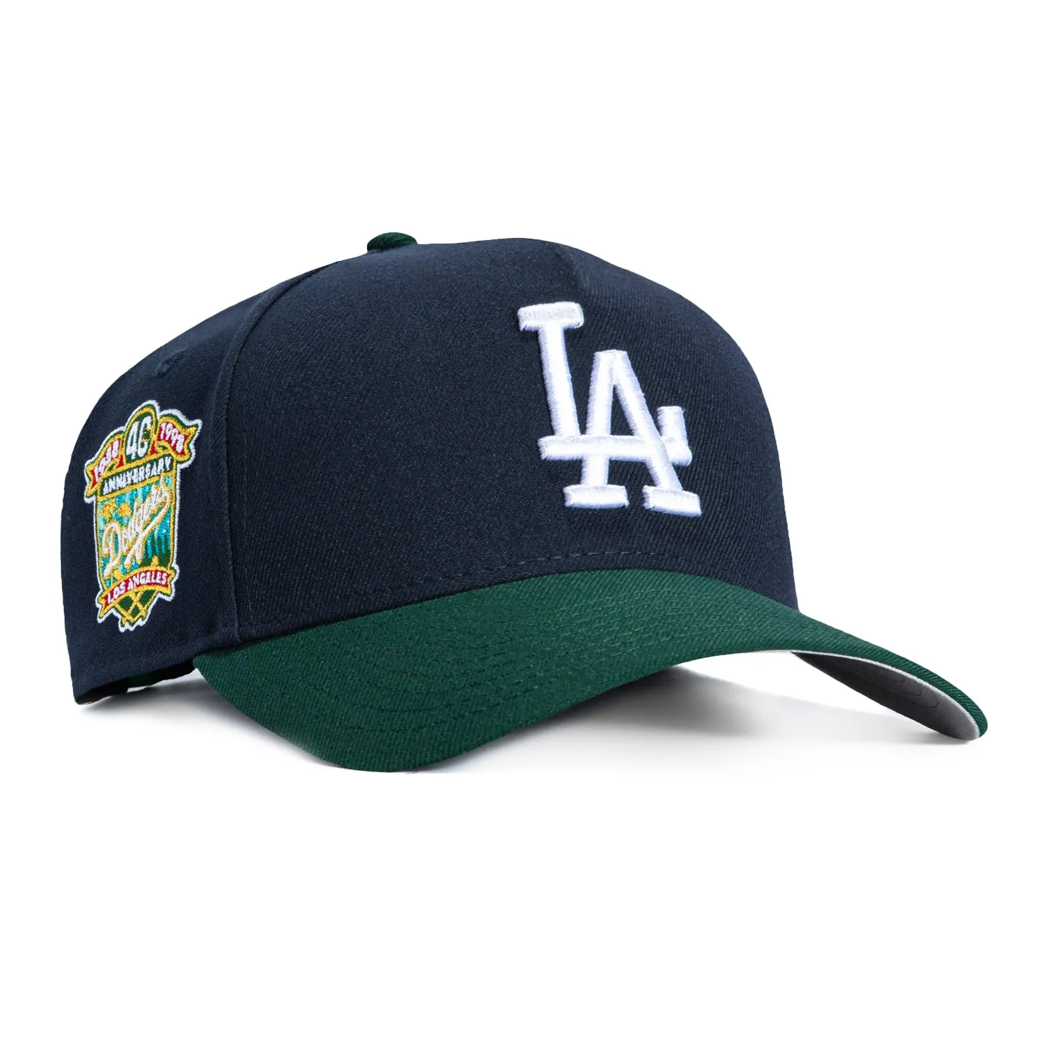 New Era 9Forty A-Frame Los Angeles Dodgers 40th Anniversary Patch Snapback Hat - Navy, Green sold by Hat Club